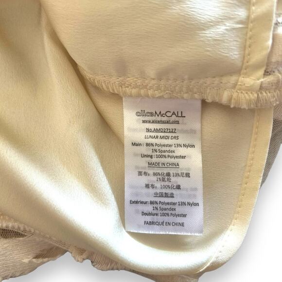 Alice McCall Lunar Eclipse Midi Dress Off Shoulder Mesh Devoré Oatmeal 0 Women’s - Picture 7 of 13